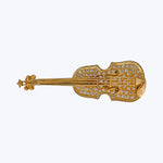 Vintage 18KYG Diamond Violin Brooch