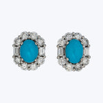 Platinum Diamond and Vintage Natural Turquoise Medium Studs