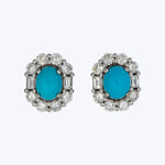 Platinum Diamond and Vintage Natural Turquoise Large Studs