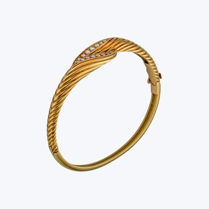 1970s French 18KYG Diamond Bangle