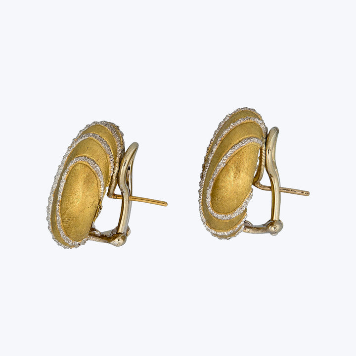 Buccellati 1980s Textured 18KYG and Diamond Earrings