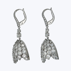 Platinum Diamond Flower Dangle Earrings - hover
