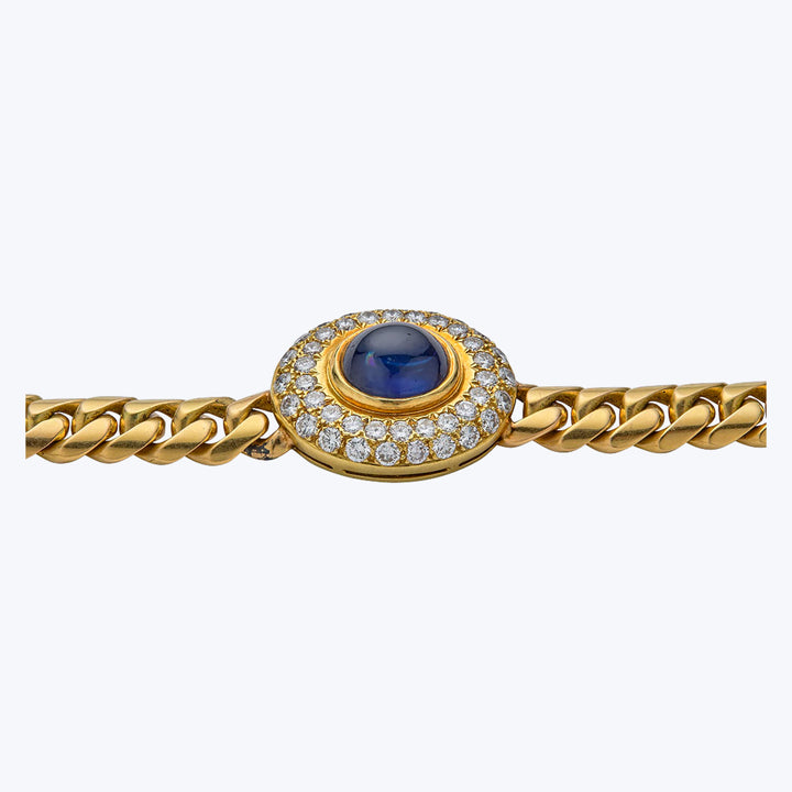 1970s 18KYG, Sapphire and Diamond Pendant Necklace