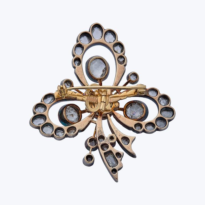 Edwardian Silver over 18KYG Diamond Pin