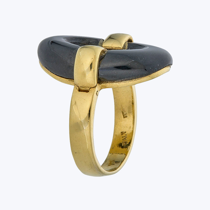 Cartier 1980s 18KYG Black Onyx Ring