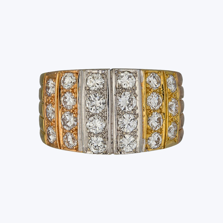 1970s Van Cleef & Arpels 18KYRWG Diamond Ring