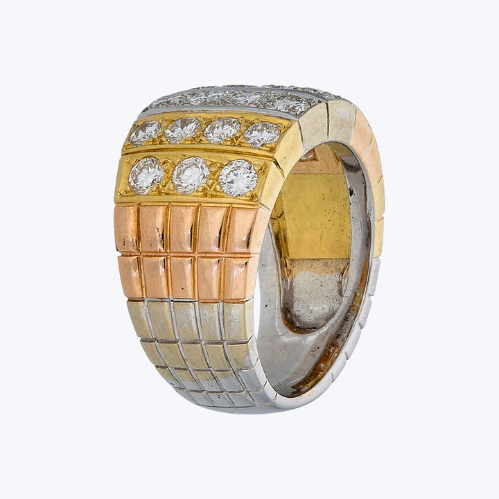 1970s Van Cleef & Arpels 18KYRWG Diamond Ring