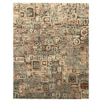 Rust Charcoal Contemporary Wool Silk Blend Rug