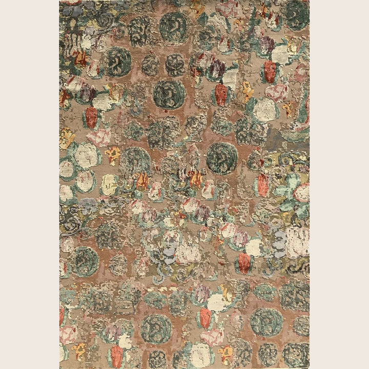 Multicolored Contemporary Wool Silk Blend Rug