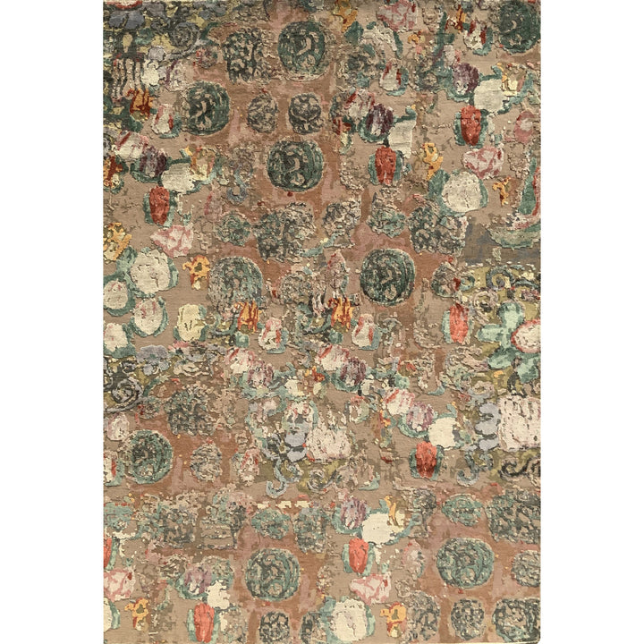 Multicolored Contemporary Wool Silk Blend Rug