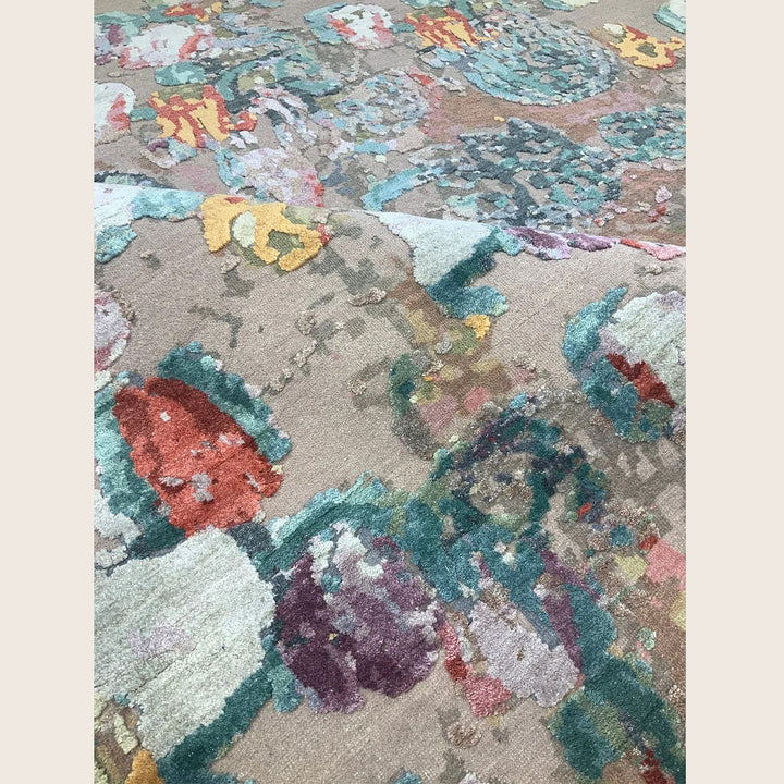 Multicolored Contemporary Wool Silk Blend Rug