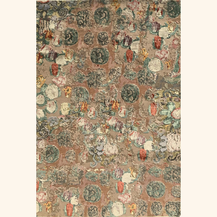 Multicolored Contemporary Wool Silk Blend Rug