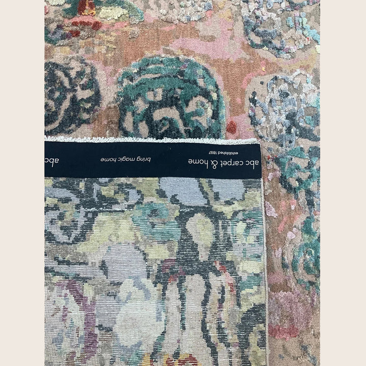 Multicolored Contemporary Wool Silk Blend Rug