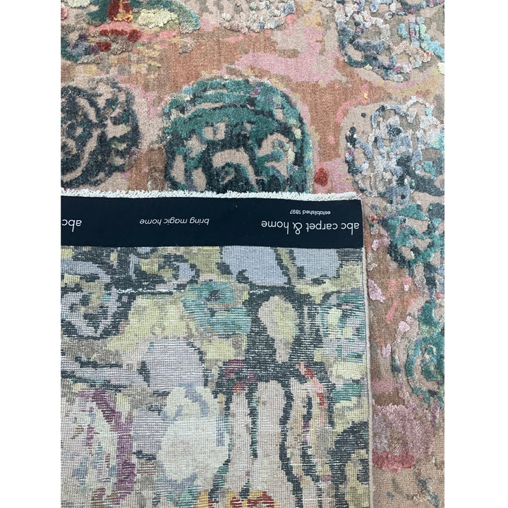 Multicolored Contemporary Wool Silk Blend Rug