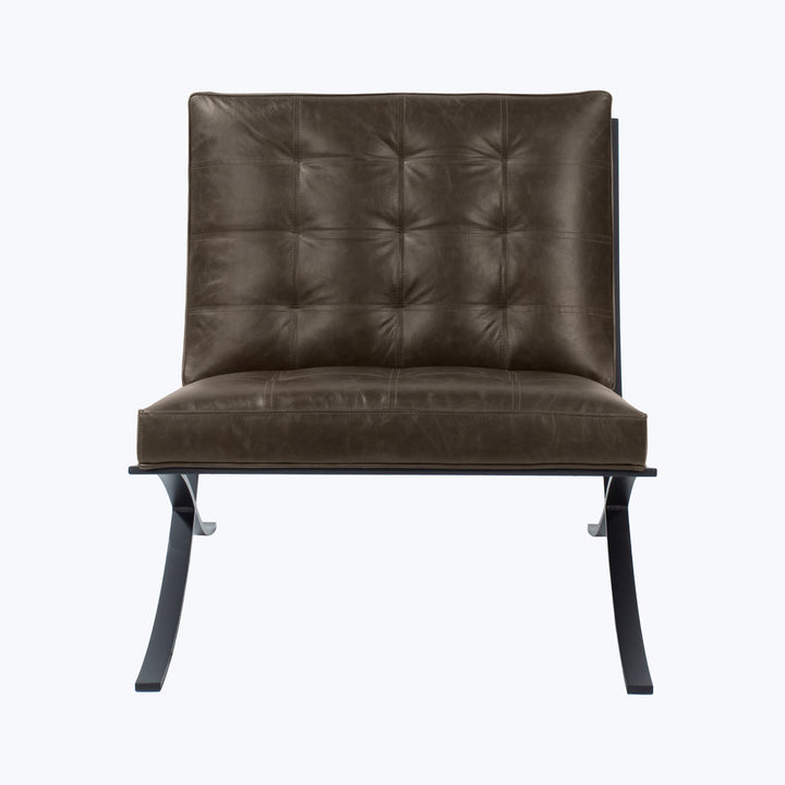 Leather Cross Frame Chair Libby, Leather / Smoke