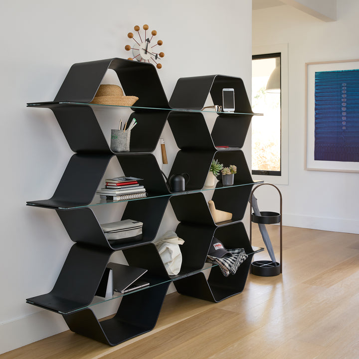 Honeycomb Modular Shelving Black / Thin Triple Row