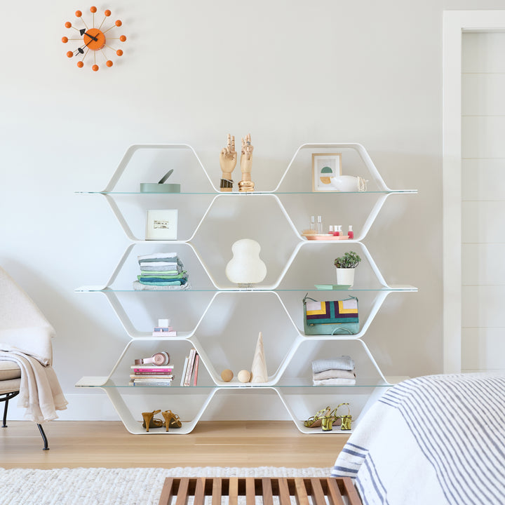 Honeycomb Modular Shelving White / Thin Triple Row
