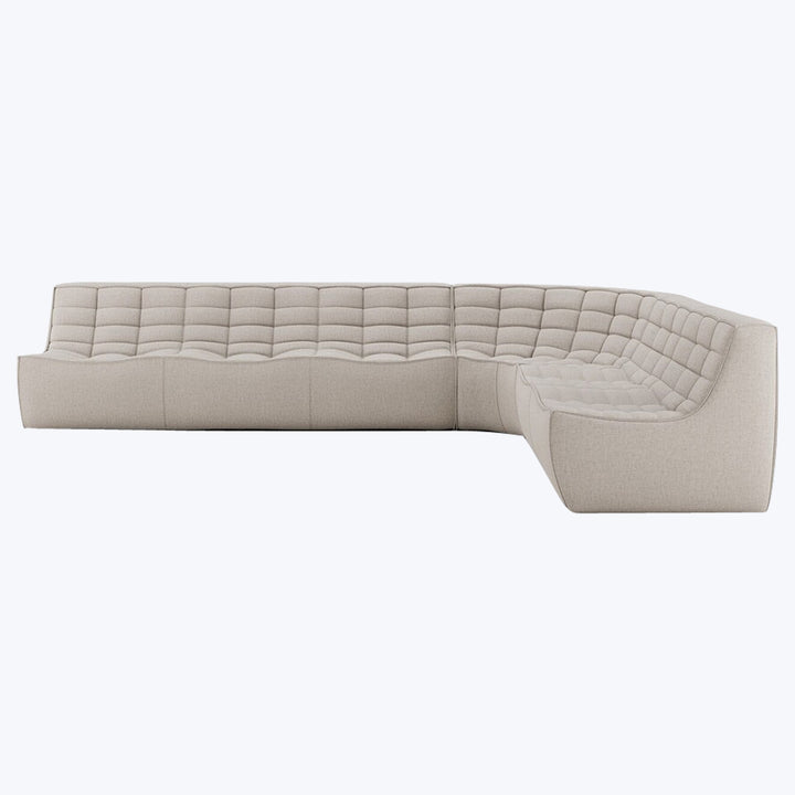 N701 Modular Round-Corner Sectional Right Facing / 6-Seater / Beige