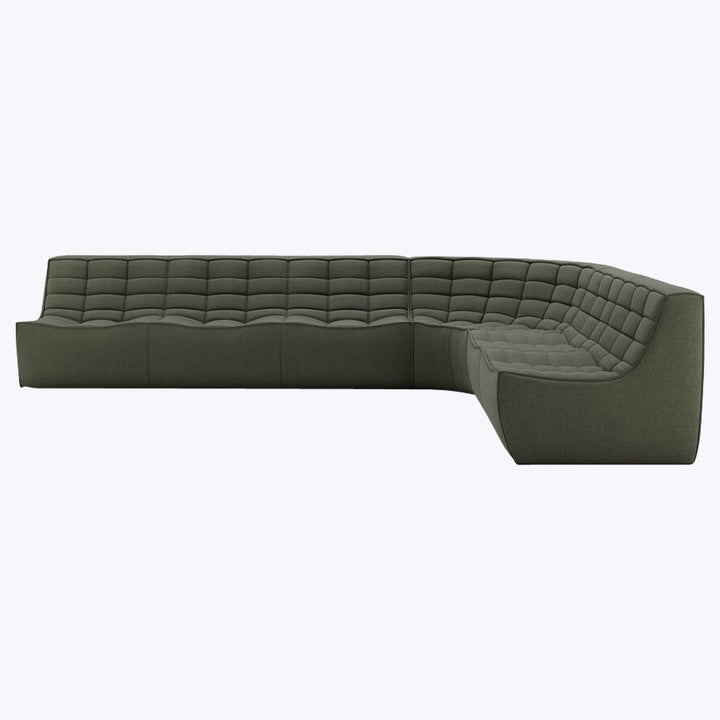 N701 Modular Round-Corner Sectional Right Facing / 6-Seater / Moss Eco