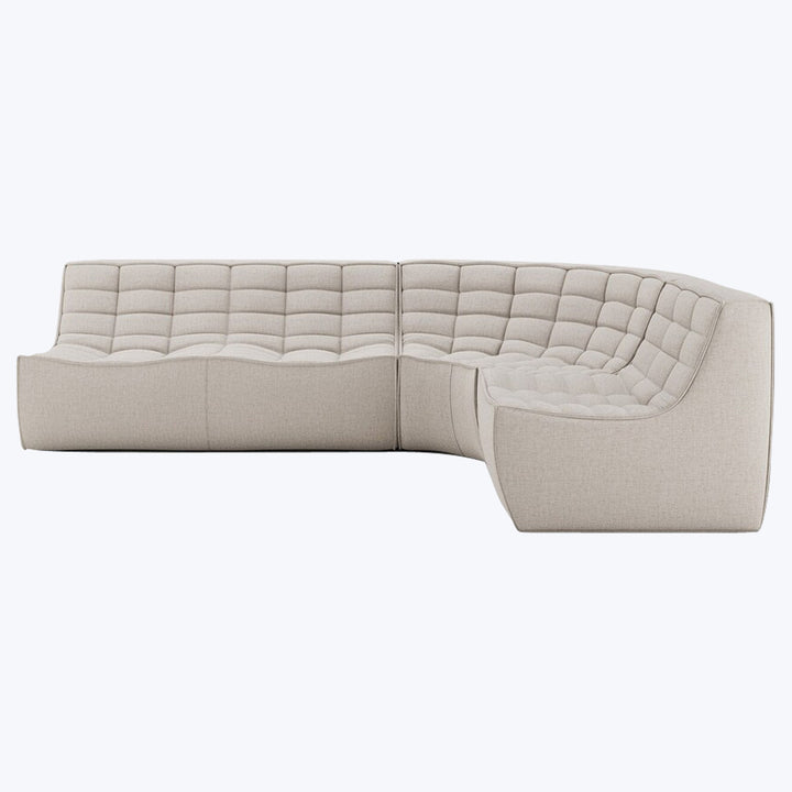 N701 Modular Round-Corner Sectional Right Facing / 4-Seater / Beige