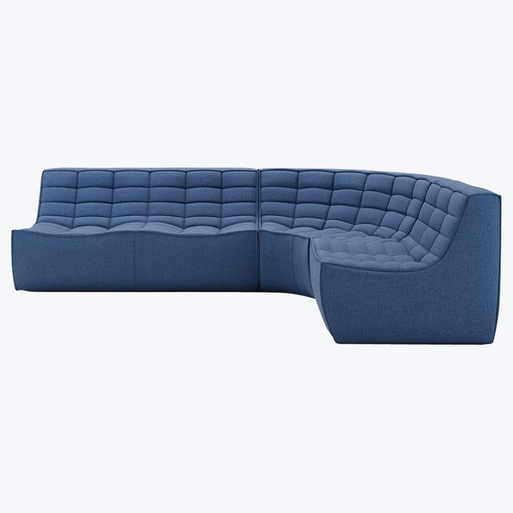 N701 Modular Round-Corner Sectional Right Facing / 4-Seater / Blue