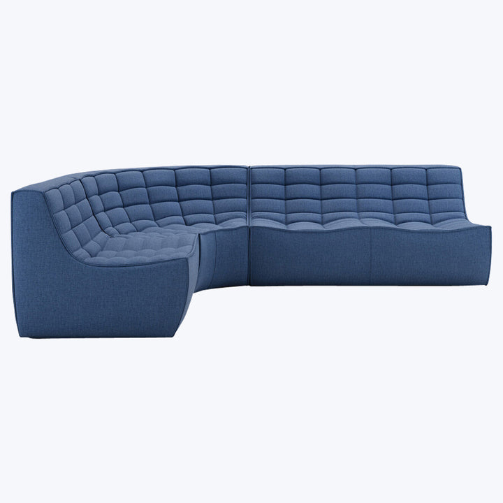 N701 Modular Round-Corner Sectional Left Facing / 4-Seater / Blue