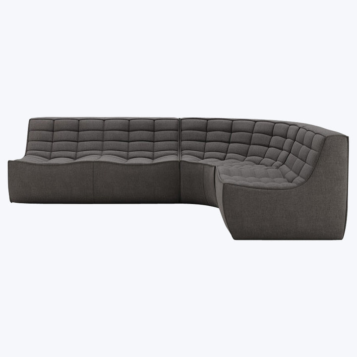 N701 Modular Round-Corner Sectional Right Facing / 4-Seater / Dark Grey