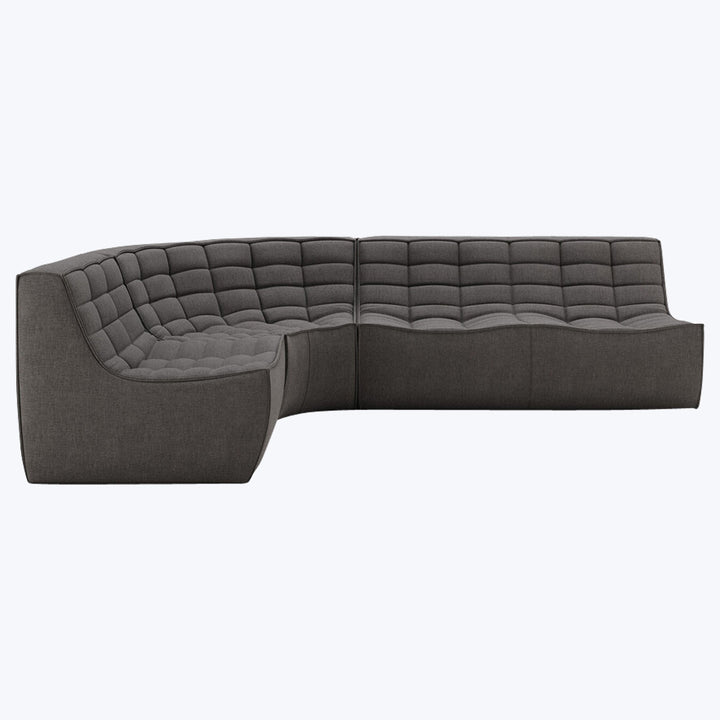 N701 Modular Round-Corner Sectional Left Facing / 4-Seater / Dark Grey