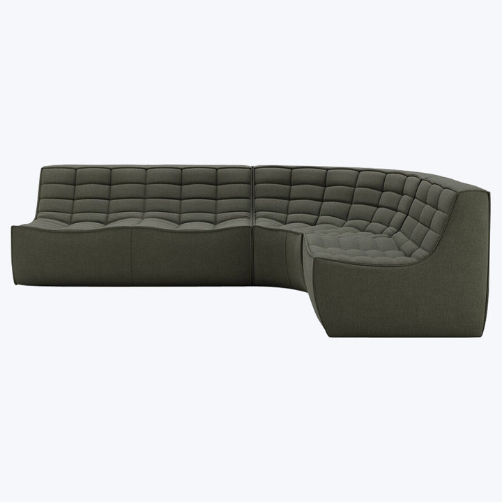 N701 Modular Round-Corner Sectional Right Facing / 4-Seater / Moss Eco