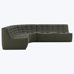 N701 Modular Round-Corner Sectional Left Facing / 4-Seater / Moss Eco