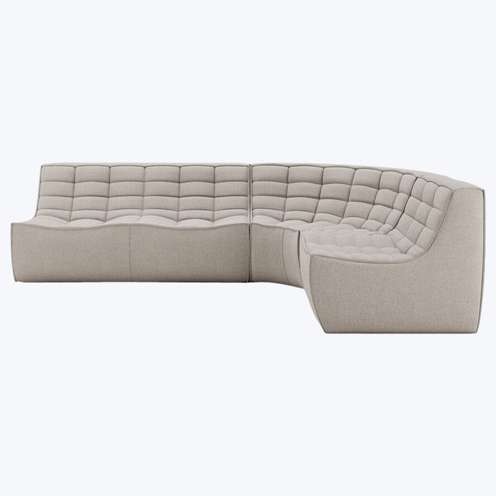N701 Modular Round-Corner Sectional Right Facing / 4-Seater / Ecru Eco