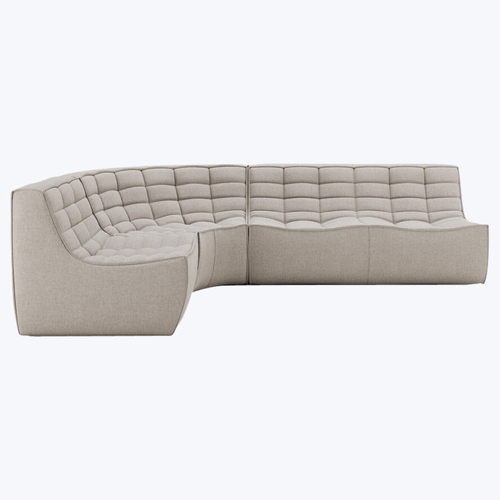 N701 Modular Round-Corner Sectional Left Facing / 4-Seater / Ecru Eco