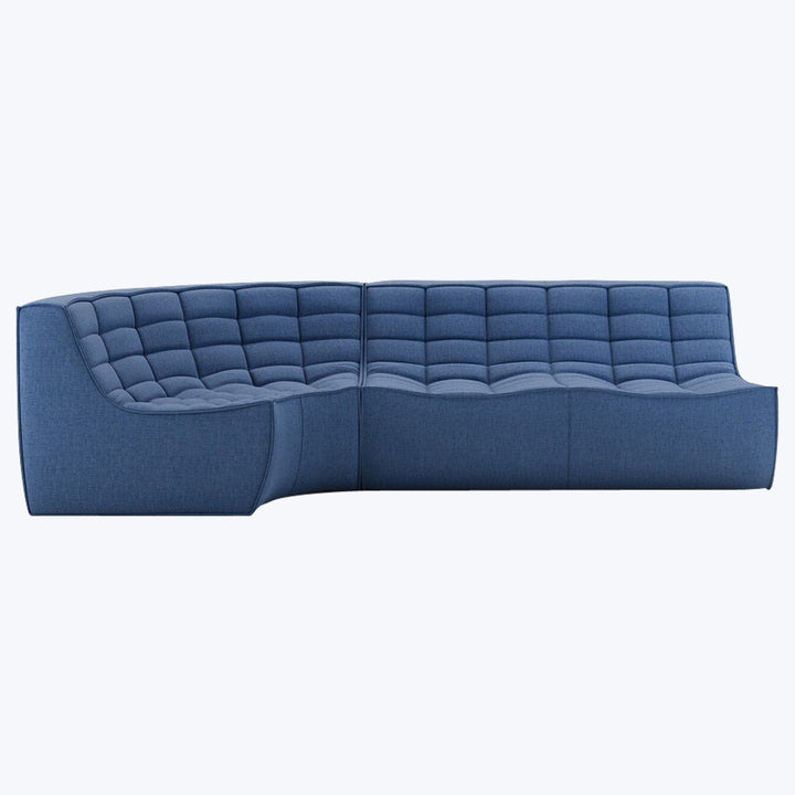 N701 Modular Round-Corner Sectional Left Facing / 3-Seater / Blue