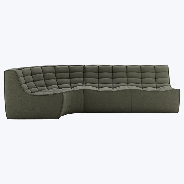 N701 Modular Round-Corner Sectional Left Facing / 3-Seater / Moss Eco