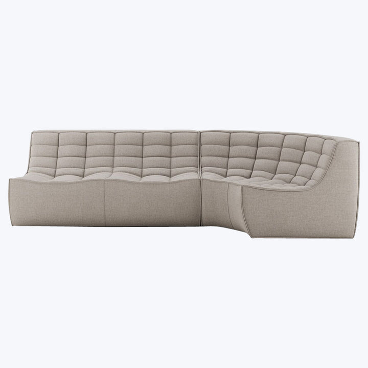 N701 Modular Round-Corner Sectional Right Facing / 3-Seater / Ecru Eco