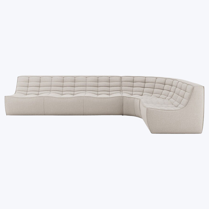 N701 Modular Round-Corner Sectional Right Facing / Asymmetrical 5-Seater / Beige