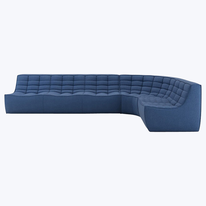 N701 Modular Round-Corner Sectional Right Facing / Asymmetrical 5-Seater / Blue