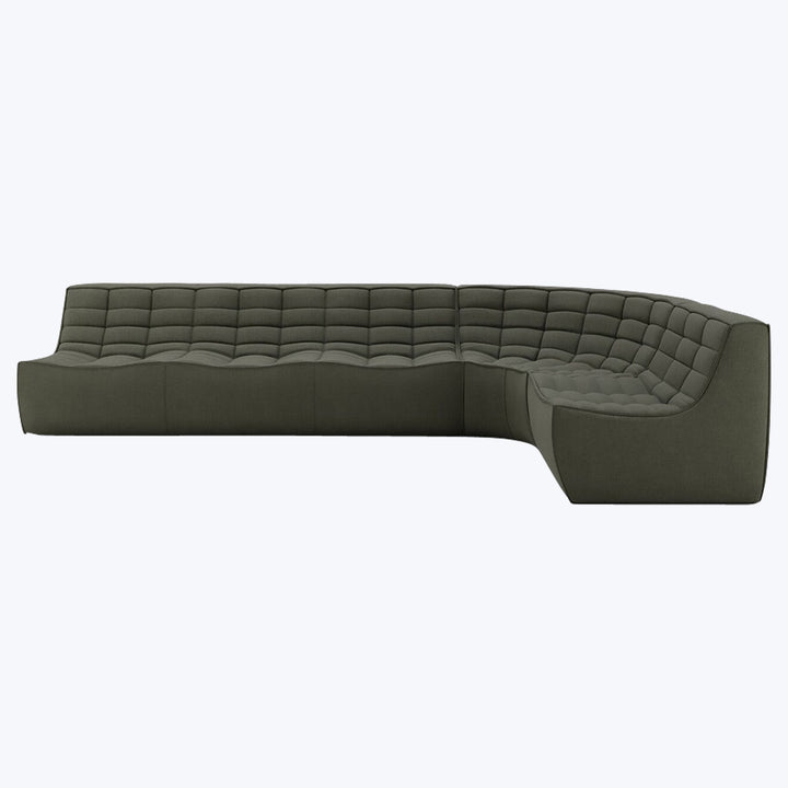 N701 Modular Round-Corner Sectional Right Facing / Asymmetrical 5-Seater / Moss Eco