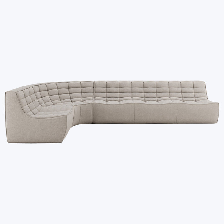 N701 Modular Round-Corner Sectional Left Facing / Asymmetrical 5-Seater / Ecru Eco