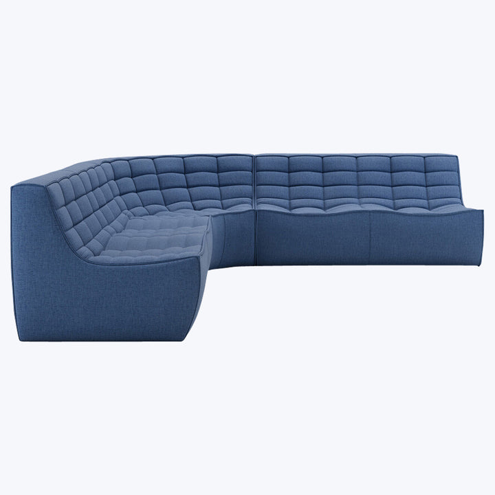 N701 Modular Round-Corner Sectional Left Facing / Symmetrical 5-Seater / Blue