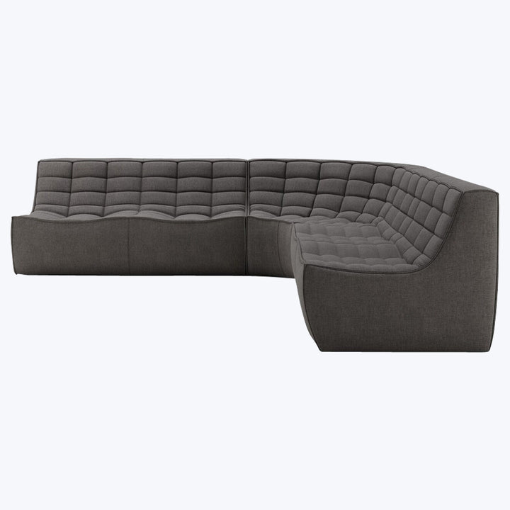 N701 Modular Round-Corner Sectional Right Facing / Symmetrical 5-Seater / Dark Grey