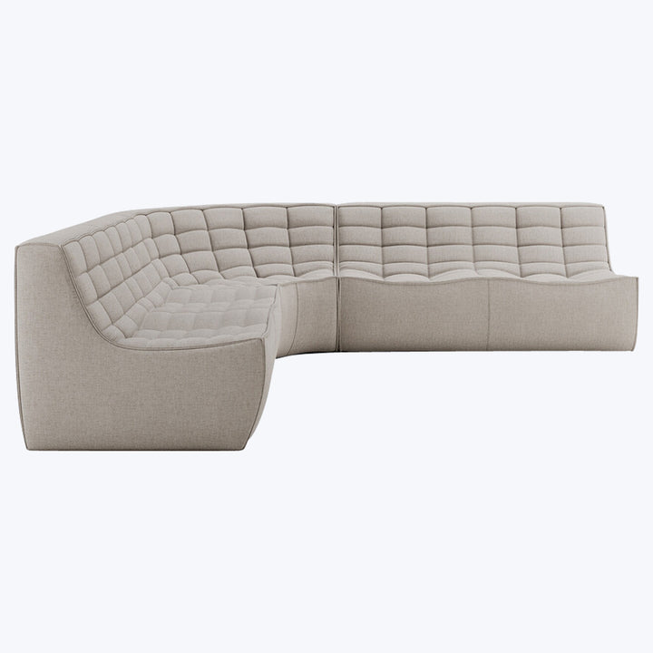 N701 Modular Round-Corner Sectional Left Facing / Symmetrical 5-Seater / Ecru Eco