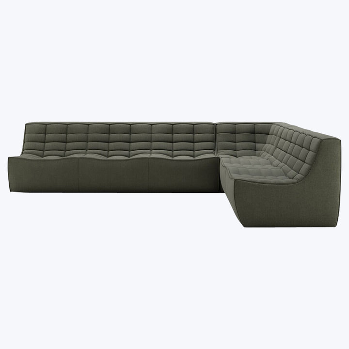 N701 Modular Square-Corner Sectional Right Facing / 6-Seater / Moss Eco