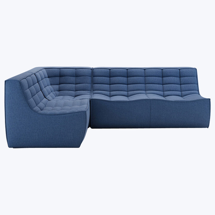 N701 Modular Square-Corner Sectional Left Facing / 4-Seater / Blue