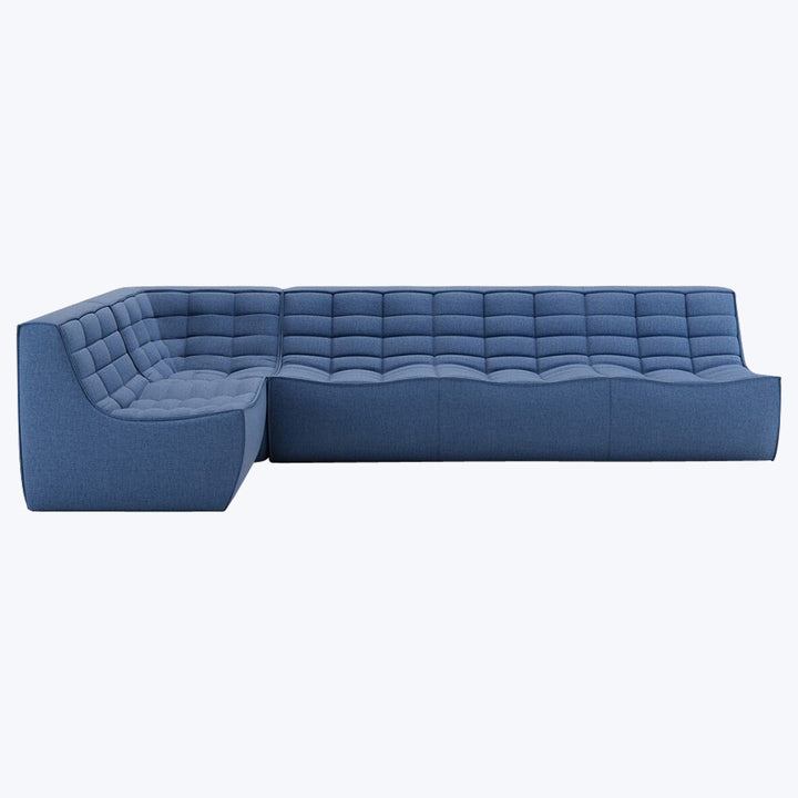 N701 Modular Square-Corner Sectional Left Facing / Asymmetrical 5-Seater / Blue