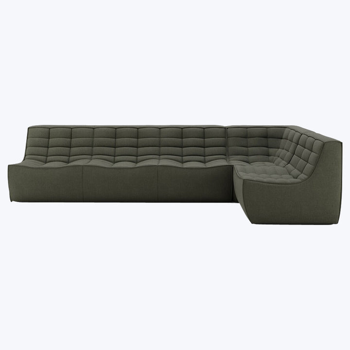 N701 Modular Square-Corner Sectional Right Facing / Asymmetrical 5-Seater / Moss Eco