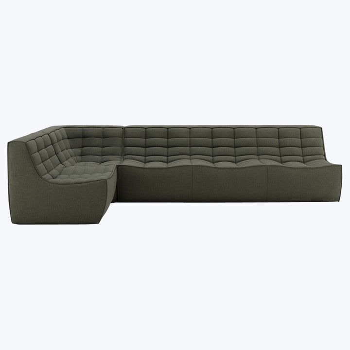 N701 Modular Square-Corner Sectional Left Facing / Asymmetrical 5-Seater / Moss Eco