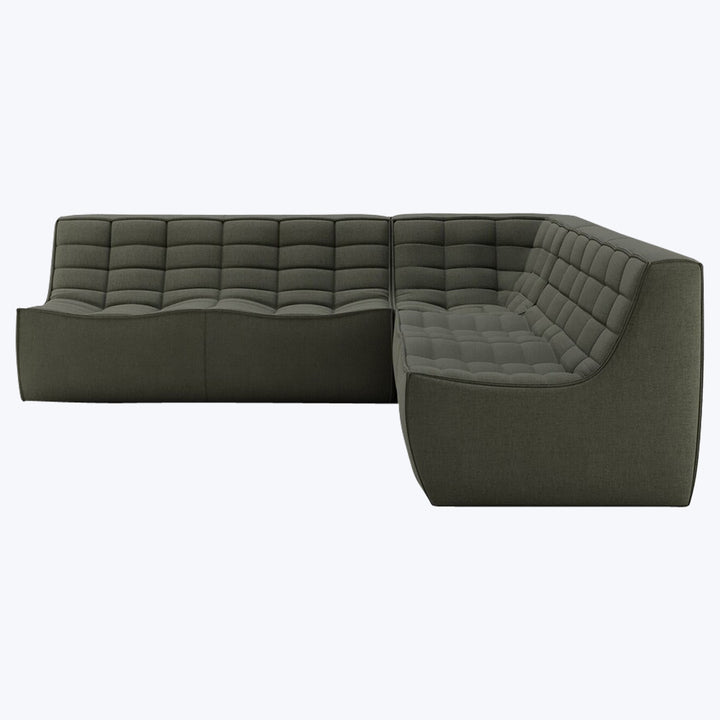 N701 Modular Square-Corner Sectional Right Facing / Symmetrical 5-Seater / Moss Eco