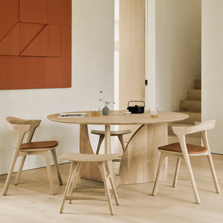 Oak Geometric Round Dining Table