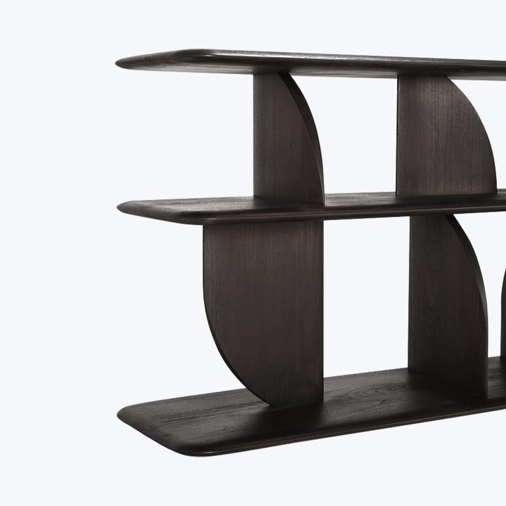 Geometric Sofa Console Teak Brown